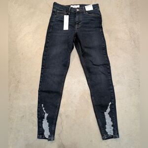 NWT Topshop Jamie Jeans Stretch Blue Distressed Skinny Jeans Womens 4
